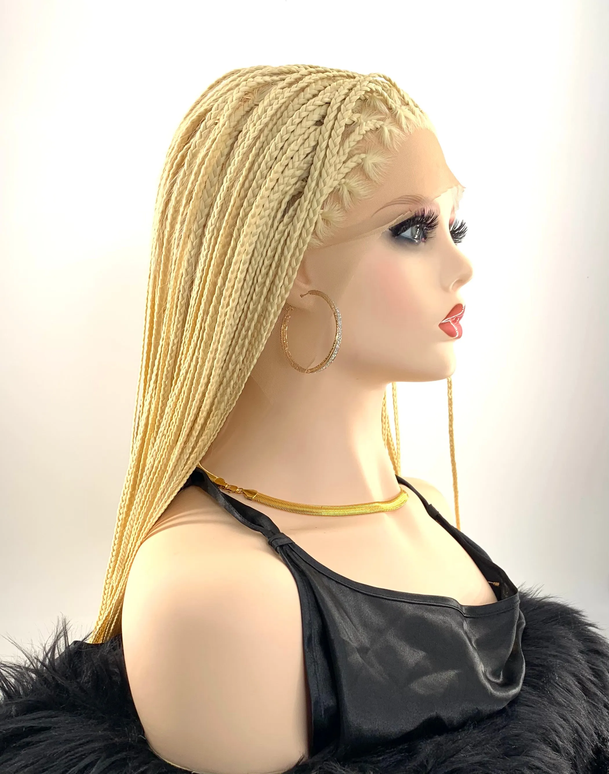 Platinum blonde 26 inch box braided wig