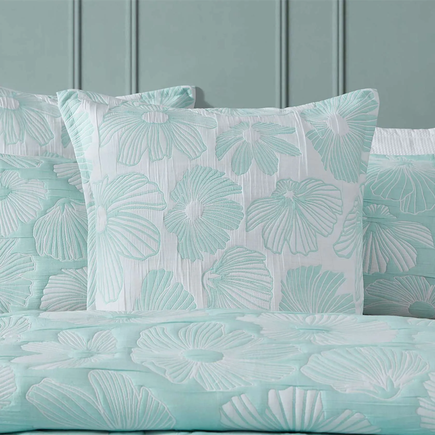 Poppi Aqua European Pillowcase by Logan and Mason Platinum