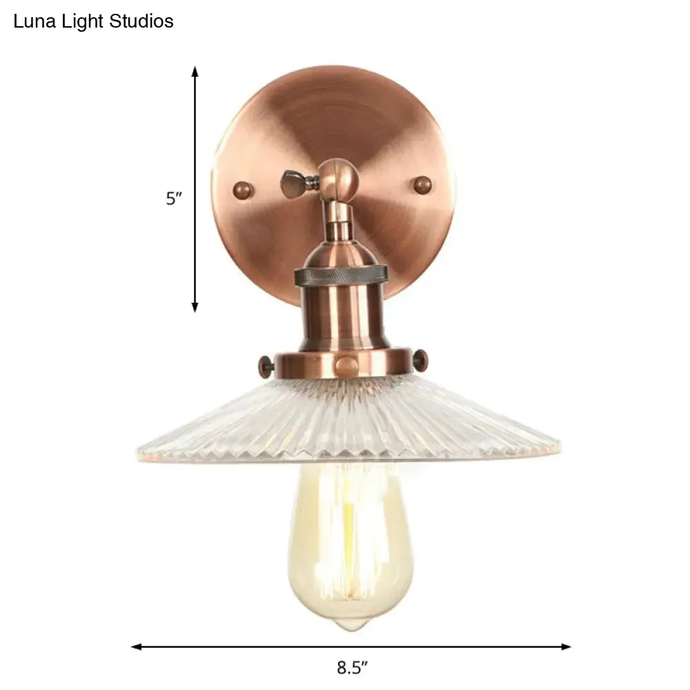 Prismatic Glass Copper Sconce Light: Industrial Wall Lamp Fixture