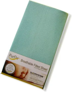 PurFlo Breathable Fitted Cot Sheet Mint  - 120 X 60cm