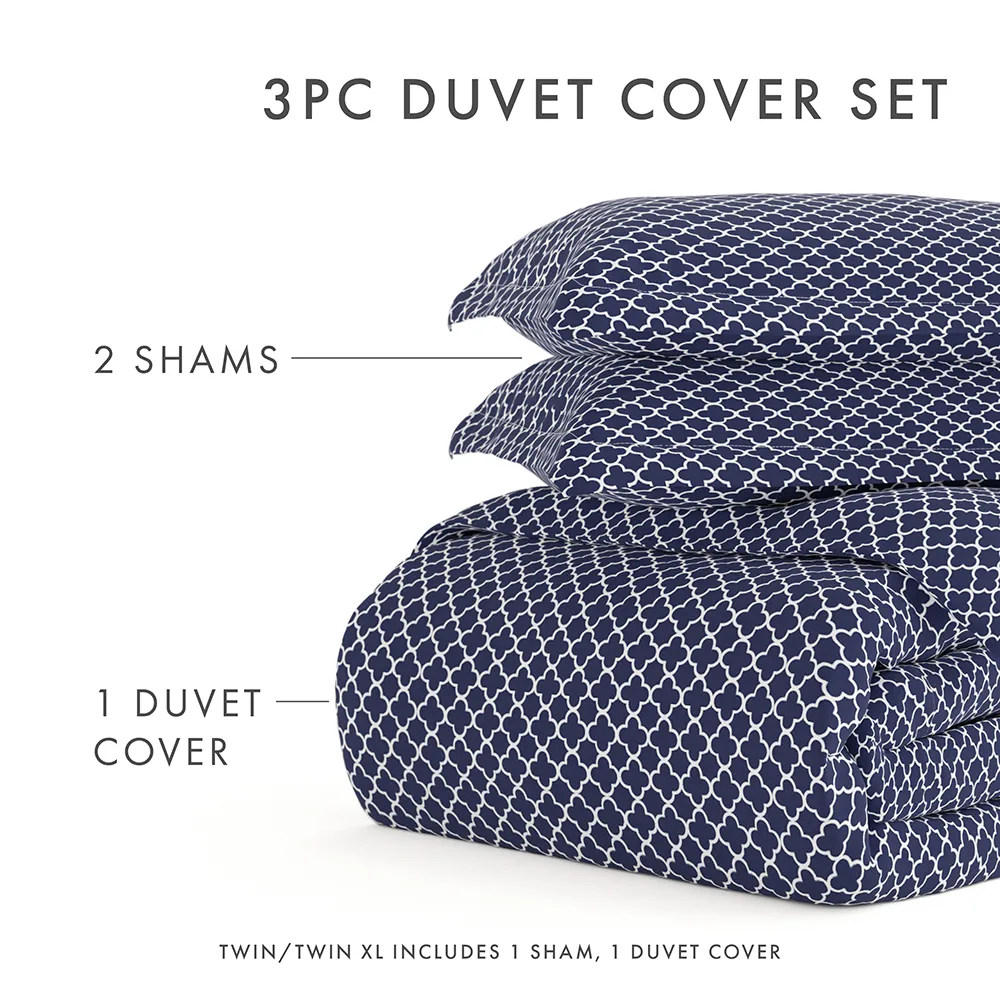 Quatrefoil Pattern 3-Piece Duvet Cover Set