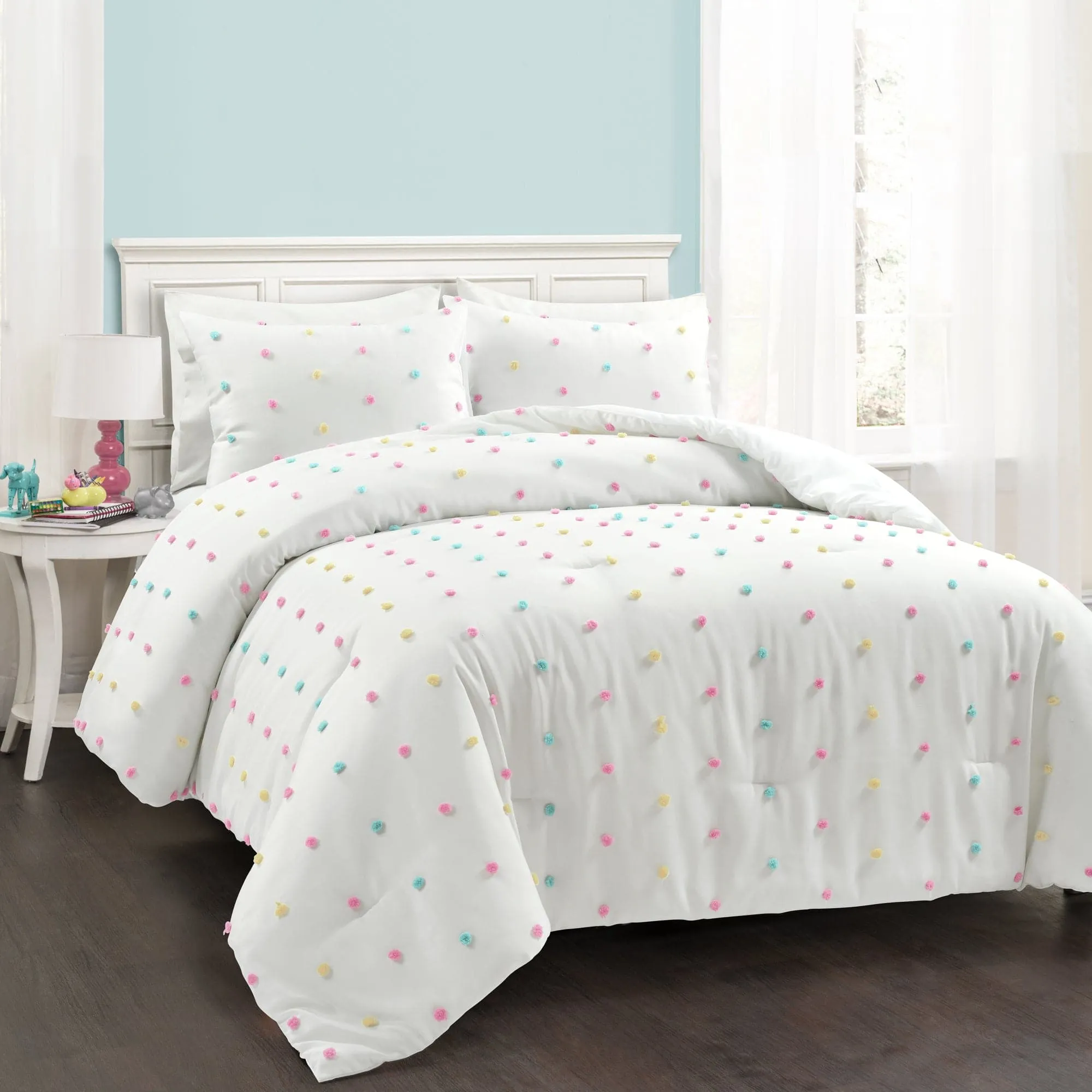 Rainbow Tufted Dot Comforter Set