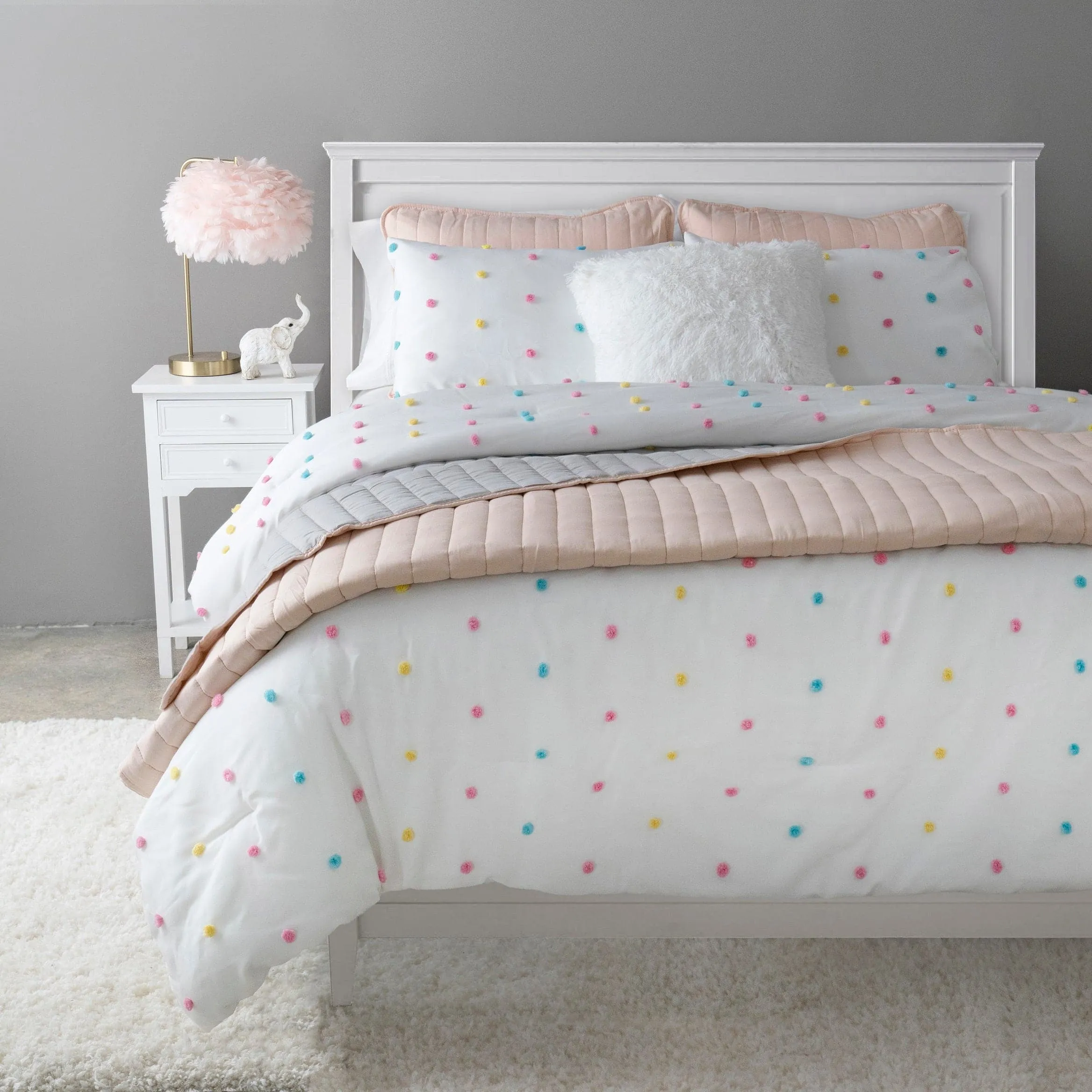 Rainbow Tufted Dot Comforter Set