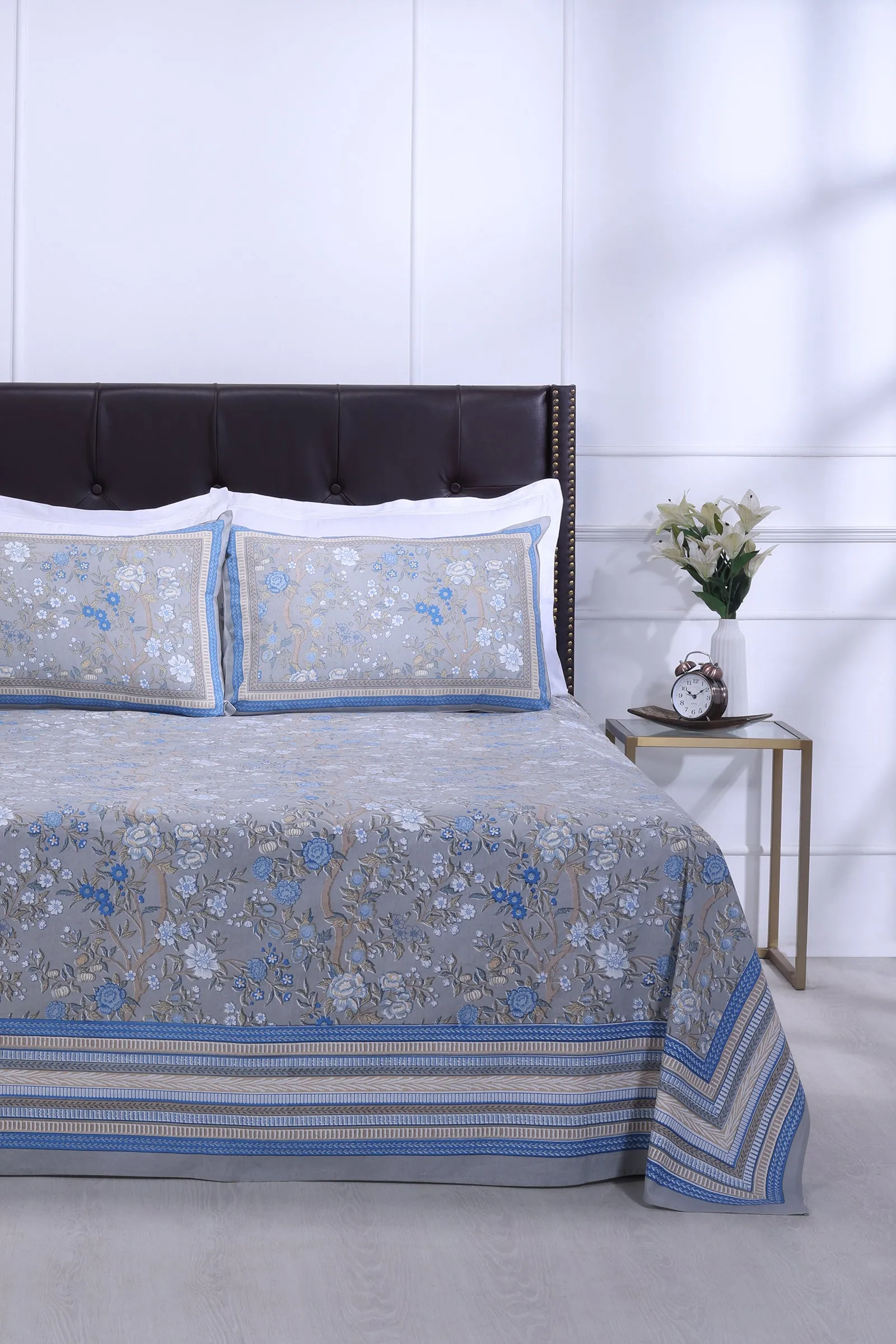 Rama Kashvi Blue  Cotton Bedsheet