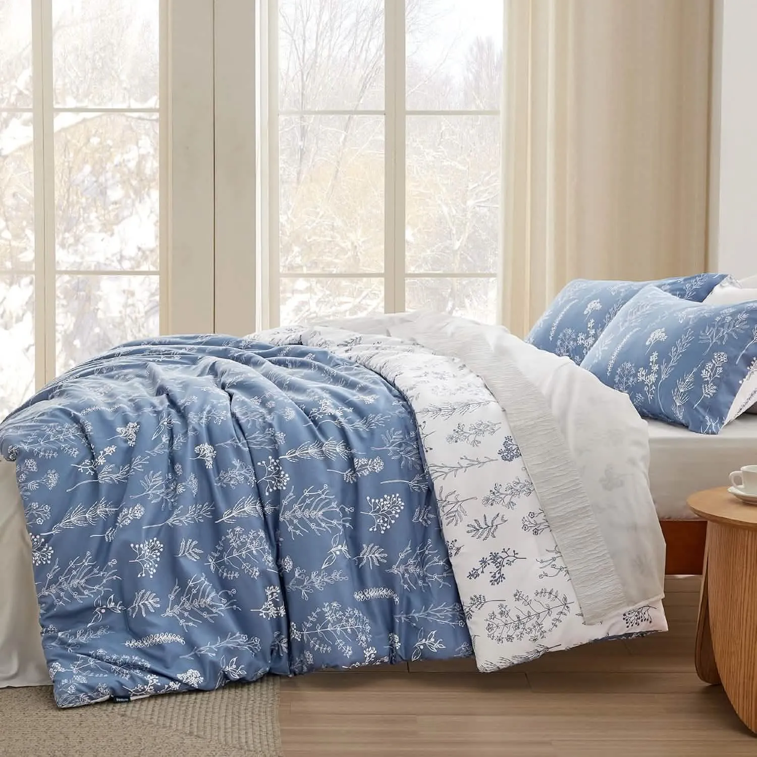 Reversible Floral Print Comforter Set-2