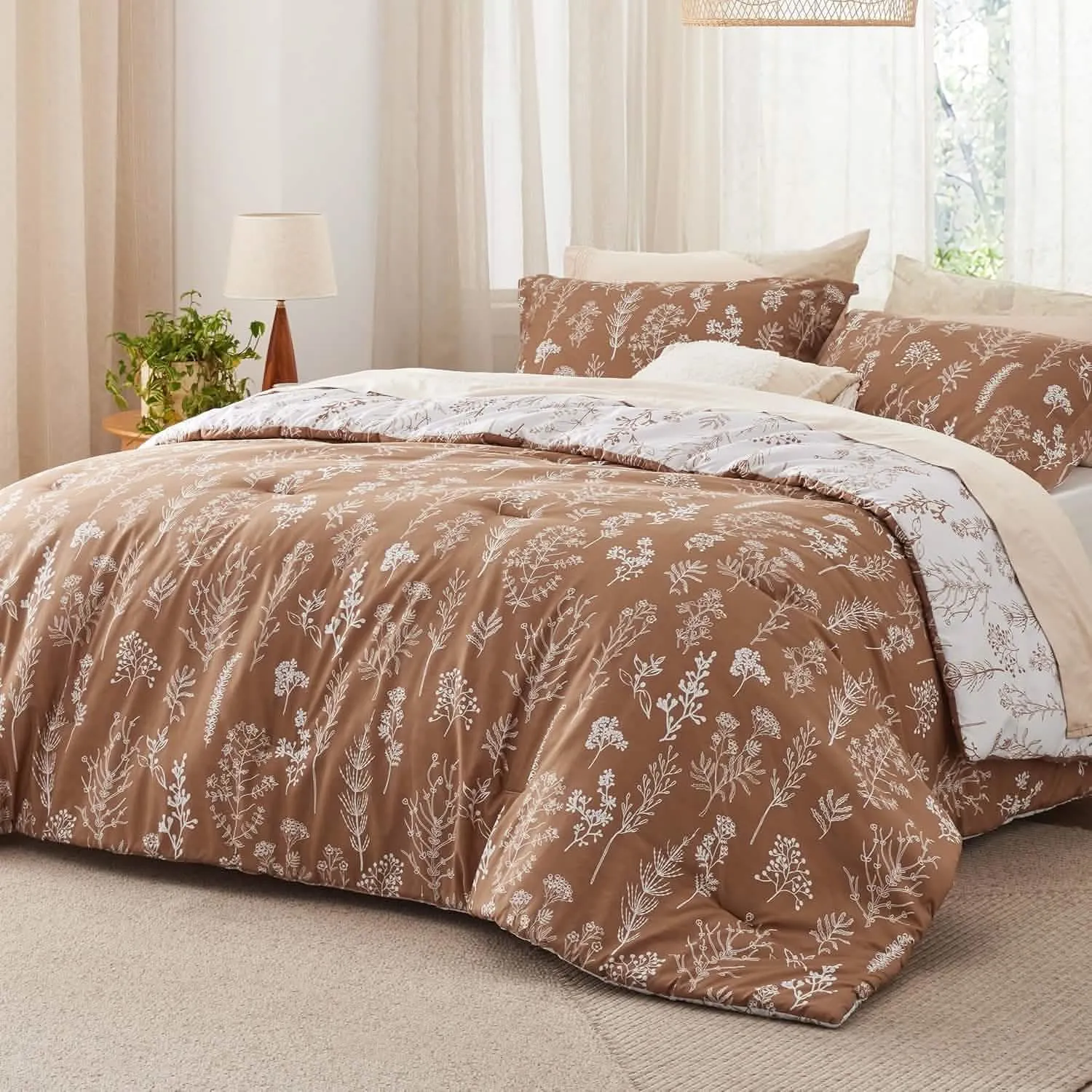 Reversible Floral Print Comforter Set-2