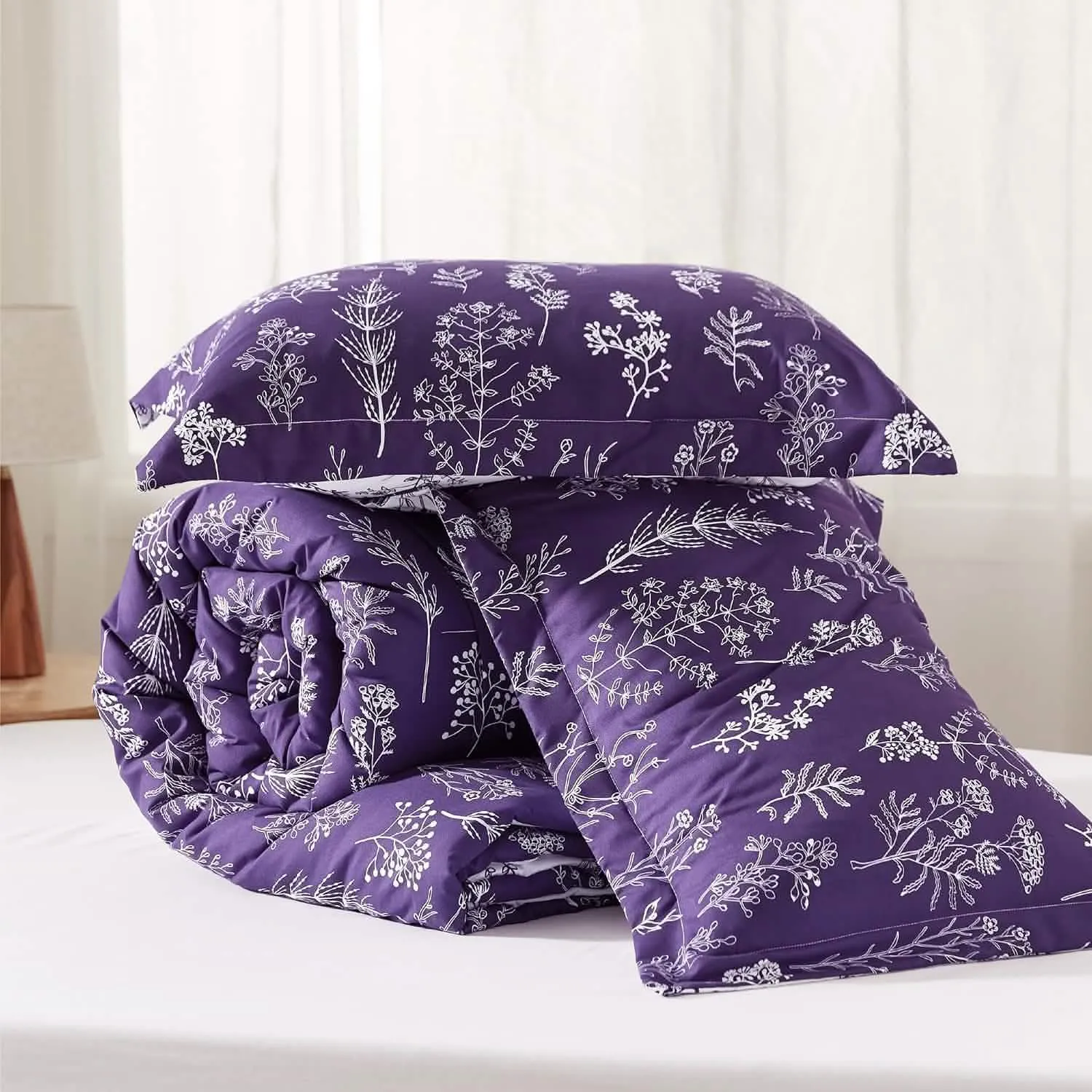 Reversible Floral Print Comforter Set-2