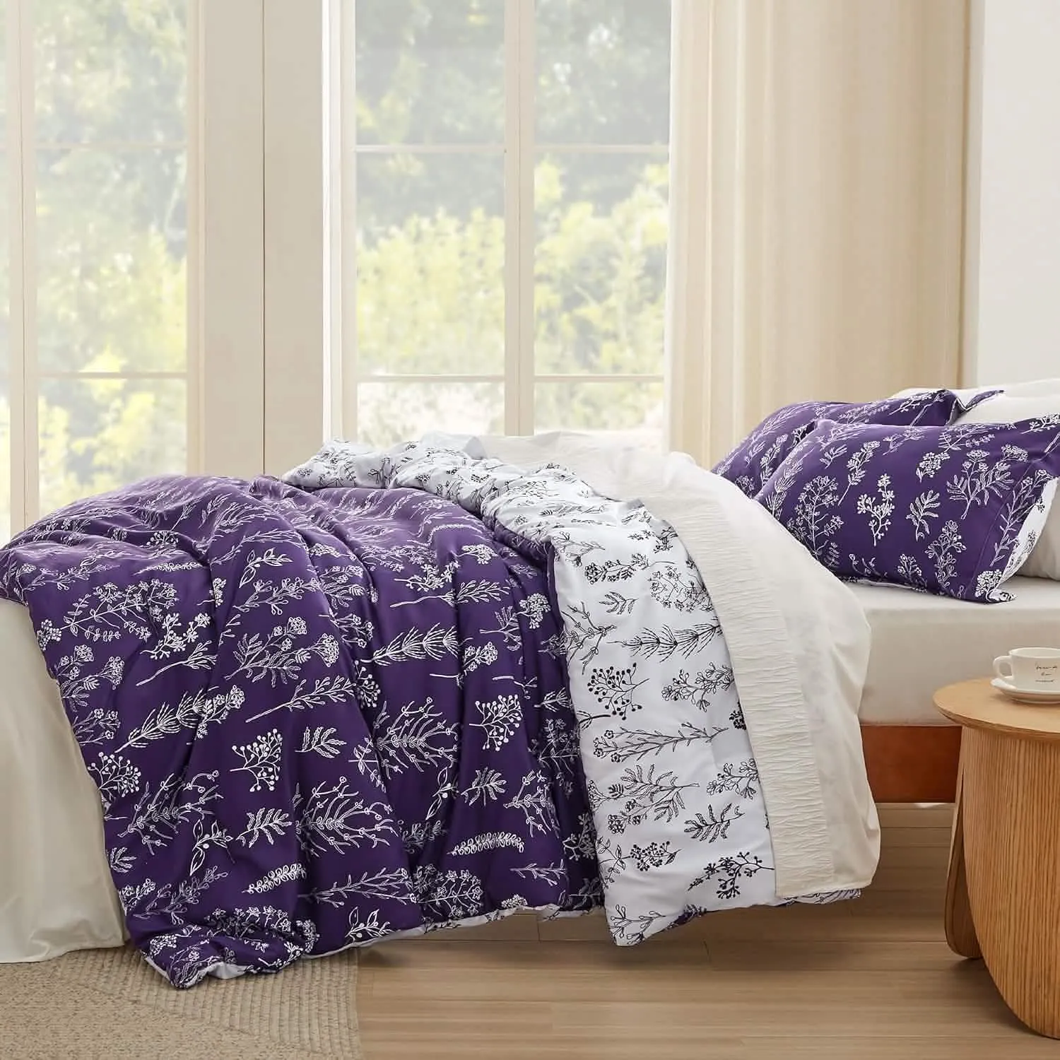 Reversible Floral Print Comforter Set-2