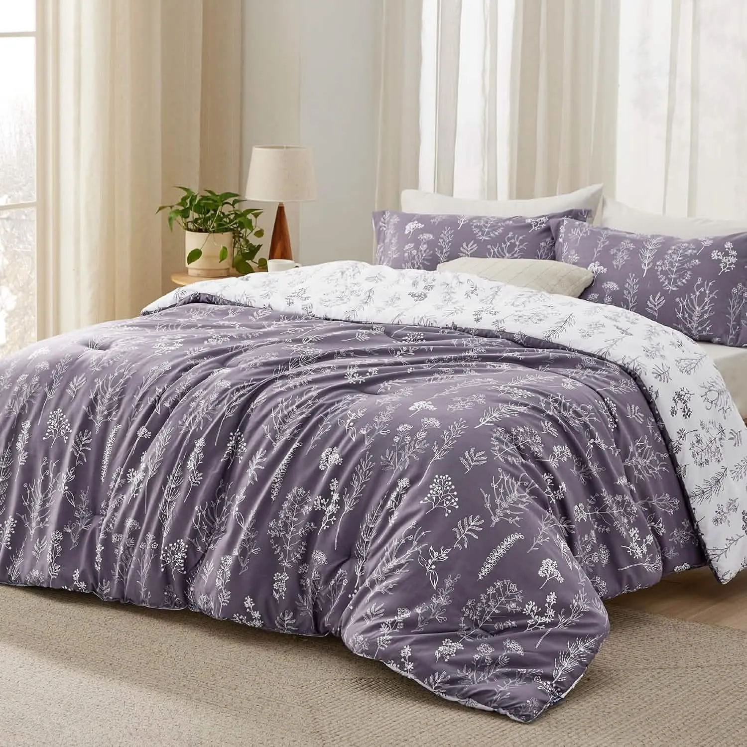 Reversible Floral Print Comforter Set-2