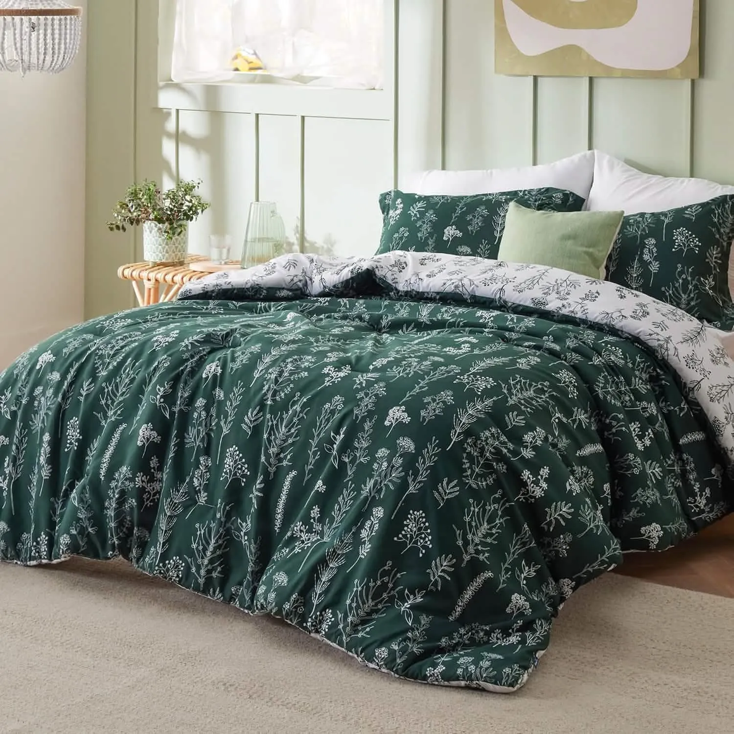 Reversible Floral Print Comforter Set-2