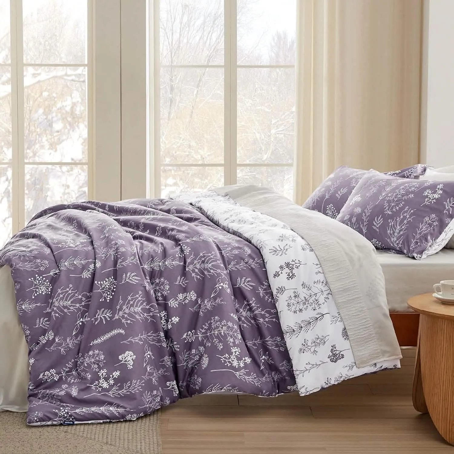 Reversible Floral Print Comforter Set-2