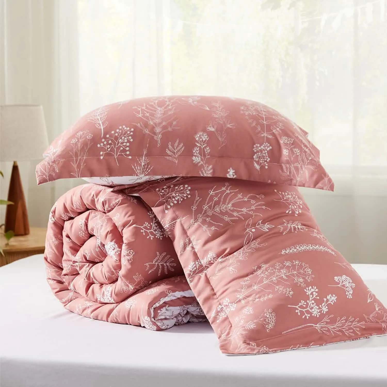 Reversible Floral Print Comforter Set-2