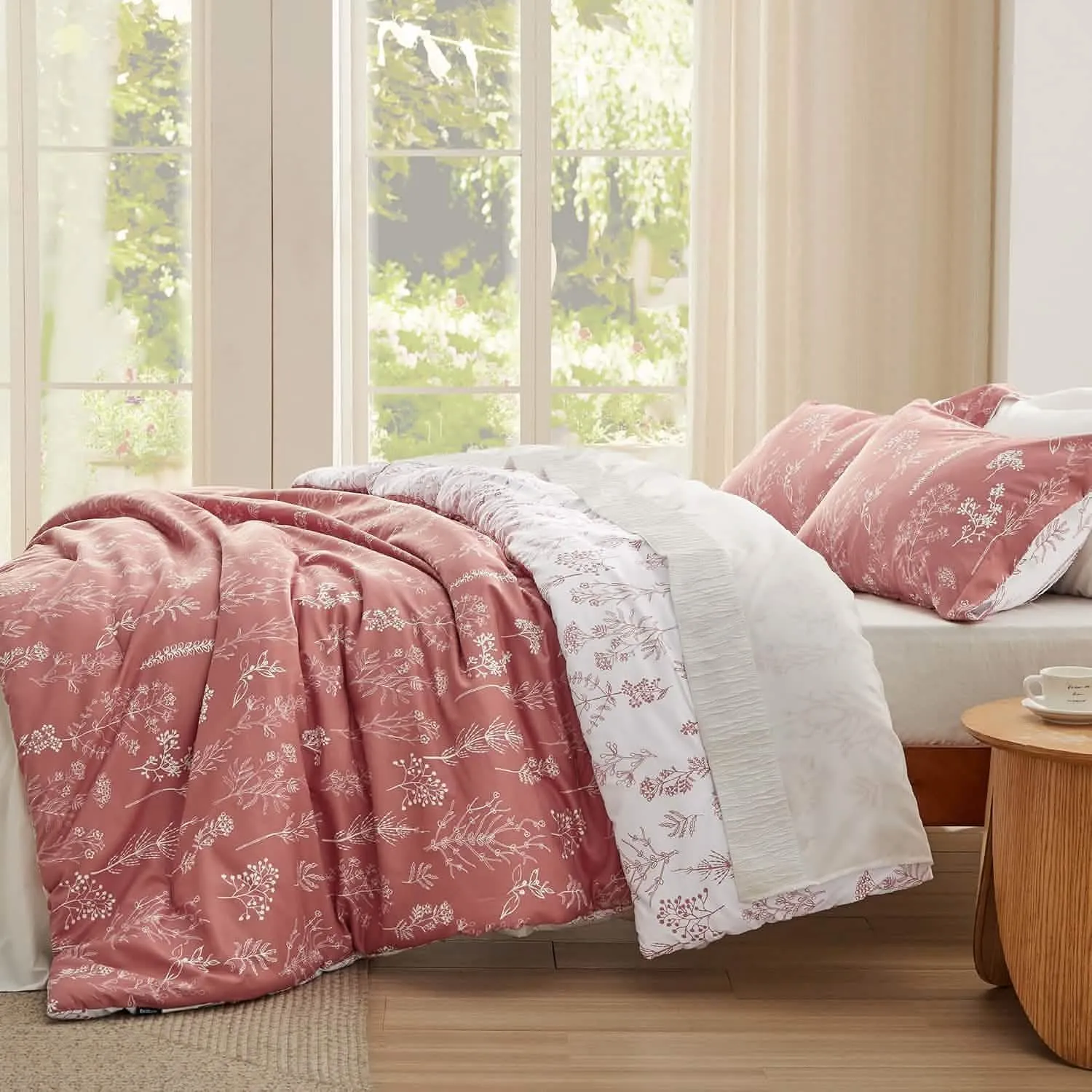 Reversible Floral Print Comforter Set-2