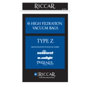 Riccar Genuine Moonlight, and Sunburst Compact Canister Paper Bags 6pk. Riccar Part # RZP-6