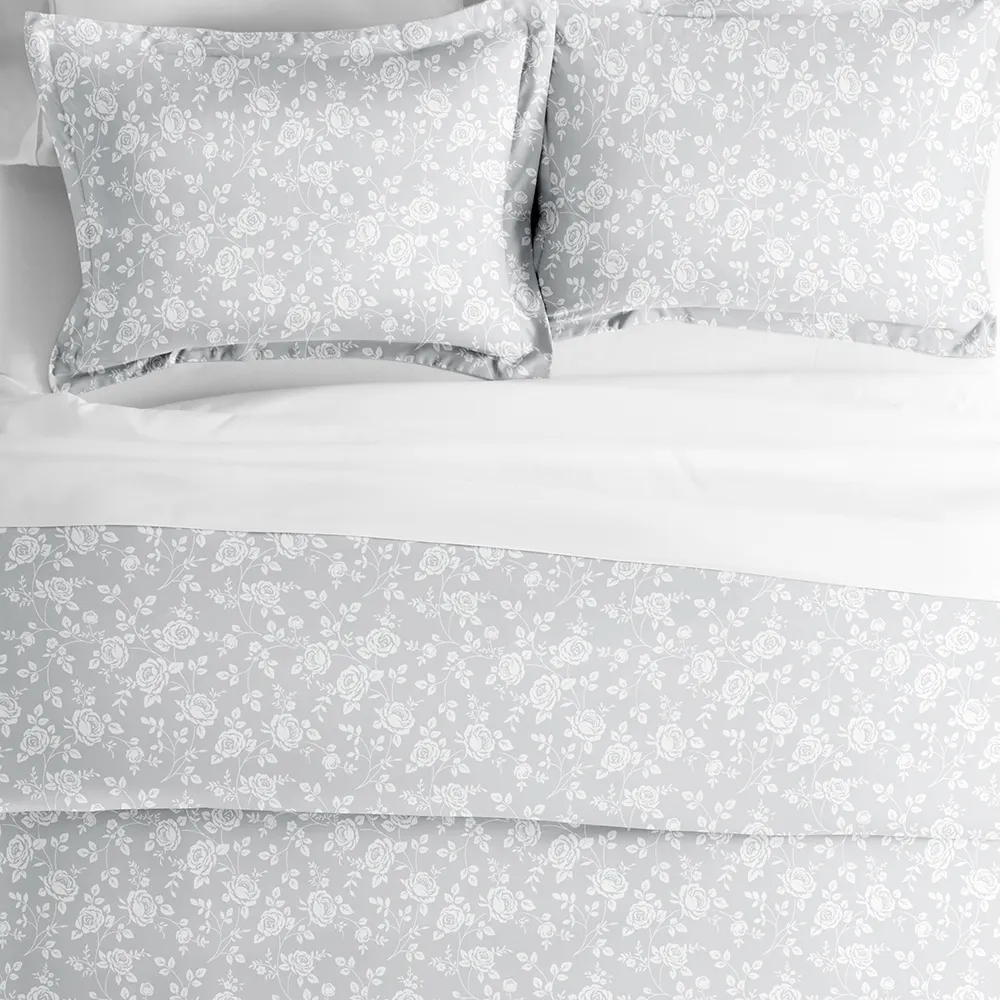 Rose Gray Pattern 3-Piece Duvet Cover Set