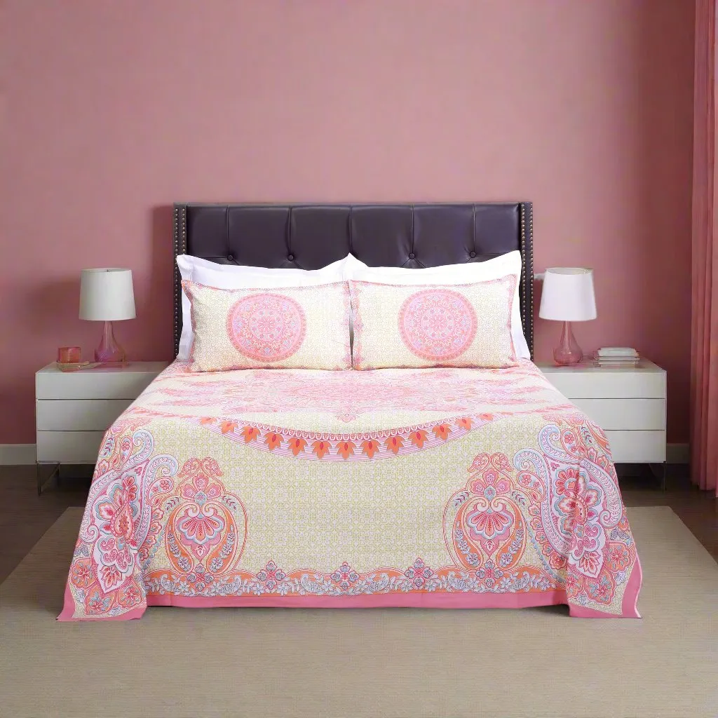 Royal Mandala Pink Cotton Bedsheet