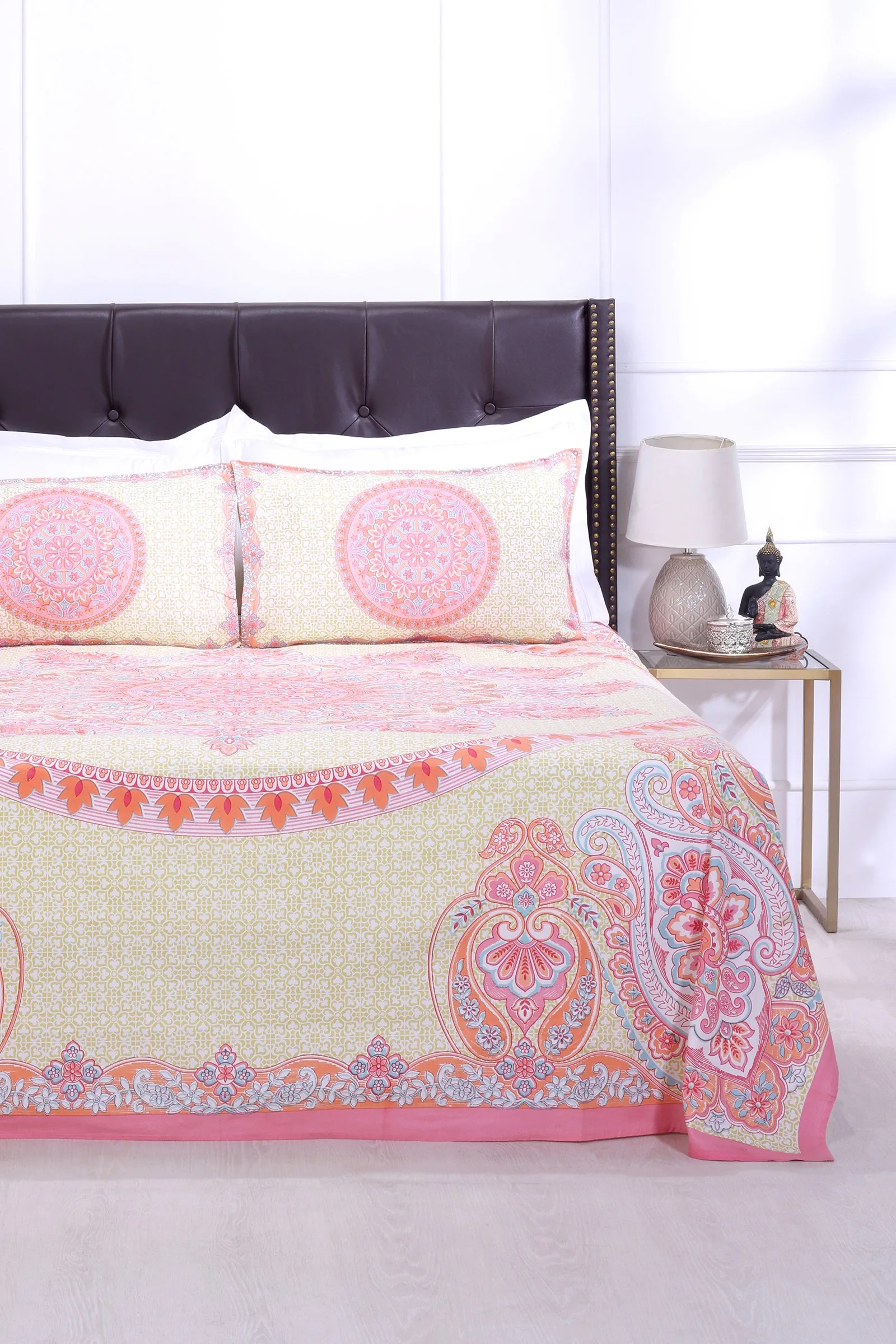 Royal Mandala Pink Cotton Bedsheet