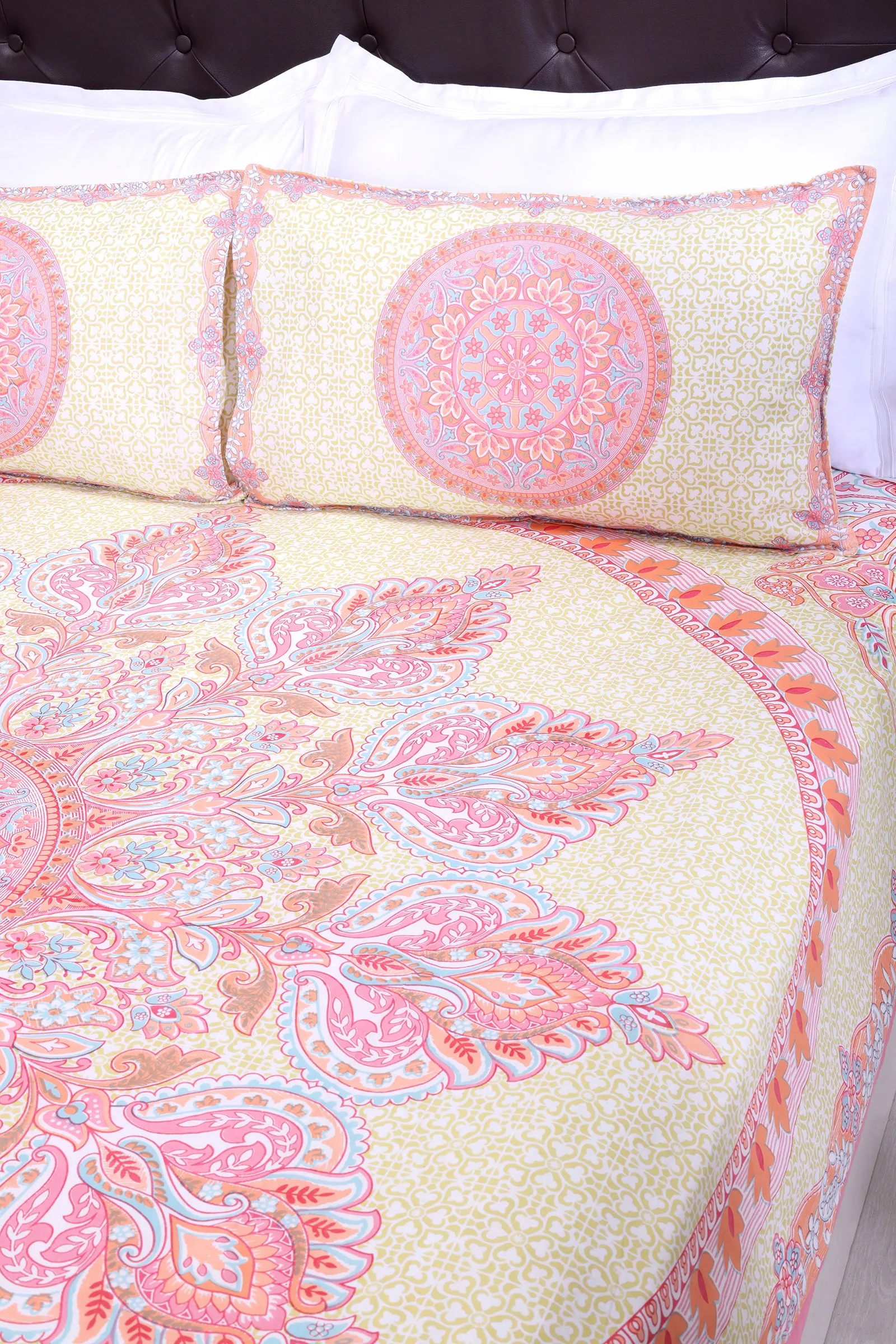 Royal Mandala Pink Cotton Bedsheet