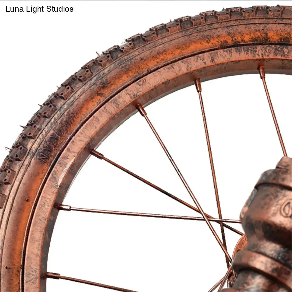 Rustic Industrial Wheel Metal Sconce Lamp - Dark Rust Wall Lighting for Restaurants