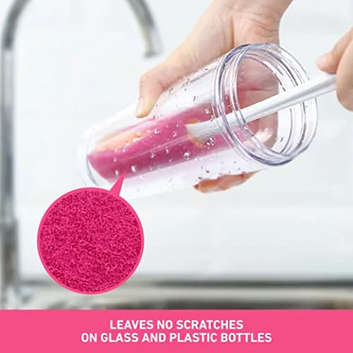 Scotch-Brite Plastic Bottle Cleaner Brush (Pink and White,Pack of 1)