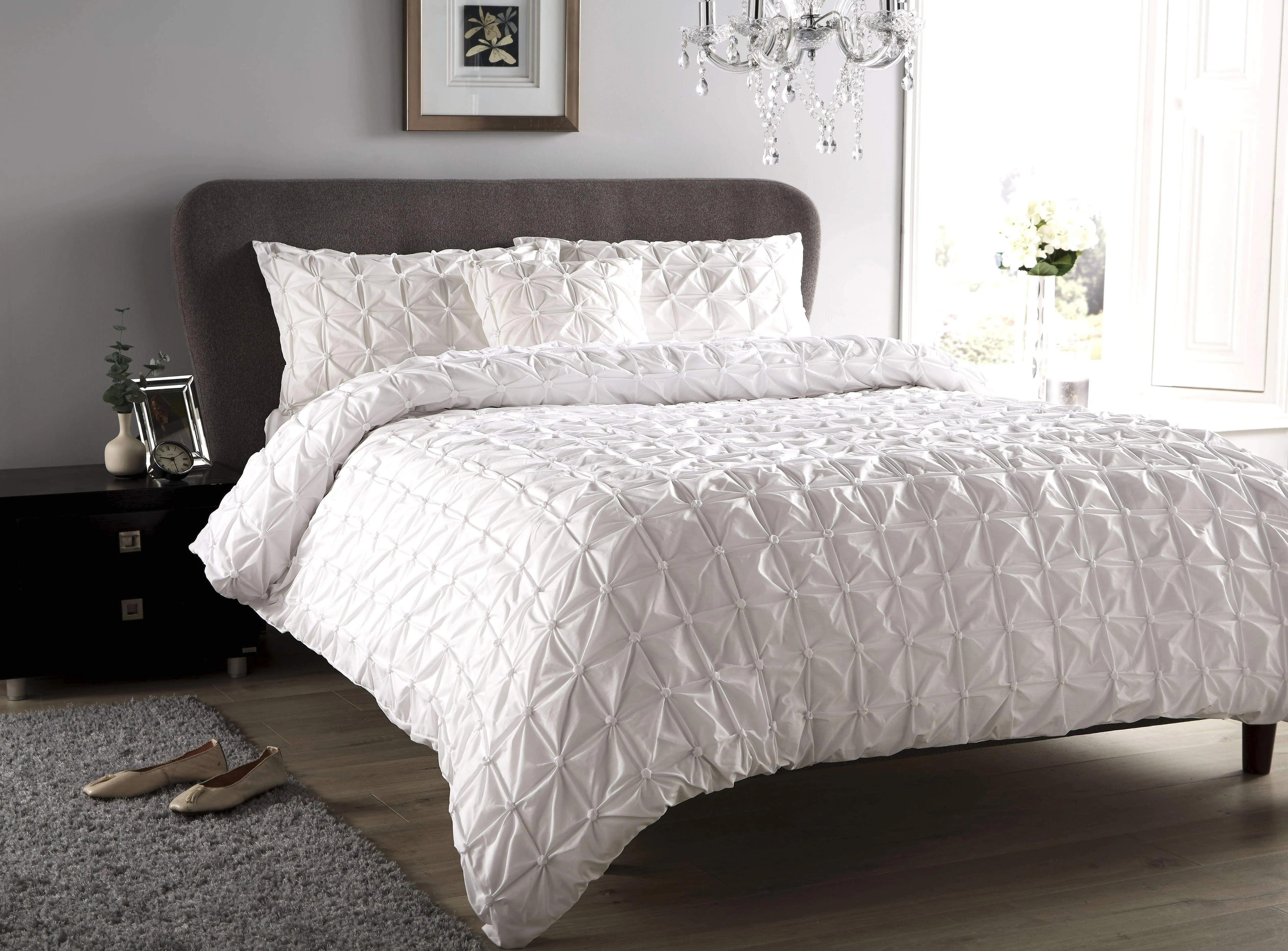 Seville Luxury Cotton-Rich Duvet Set with Handmade Pintuck Detailing Super Soft Bedding for All Sizes by OLIVIA ROCCO