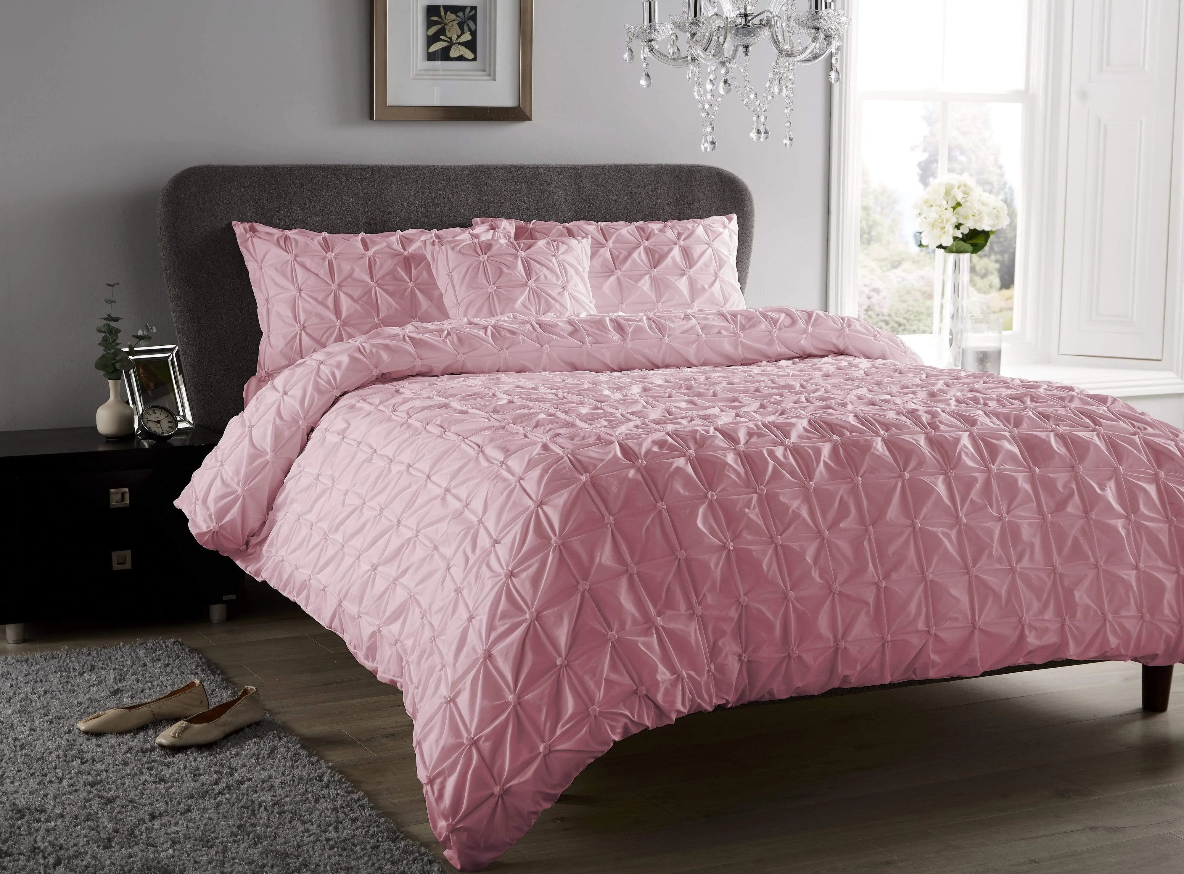 Seville Luxury Cotton-Rich Duvet Set with Handmade Pintuck Detailing Super Soft Bedding for All Sizes by OLIVIA ROCCO