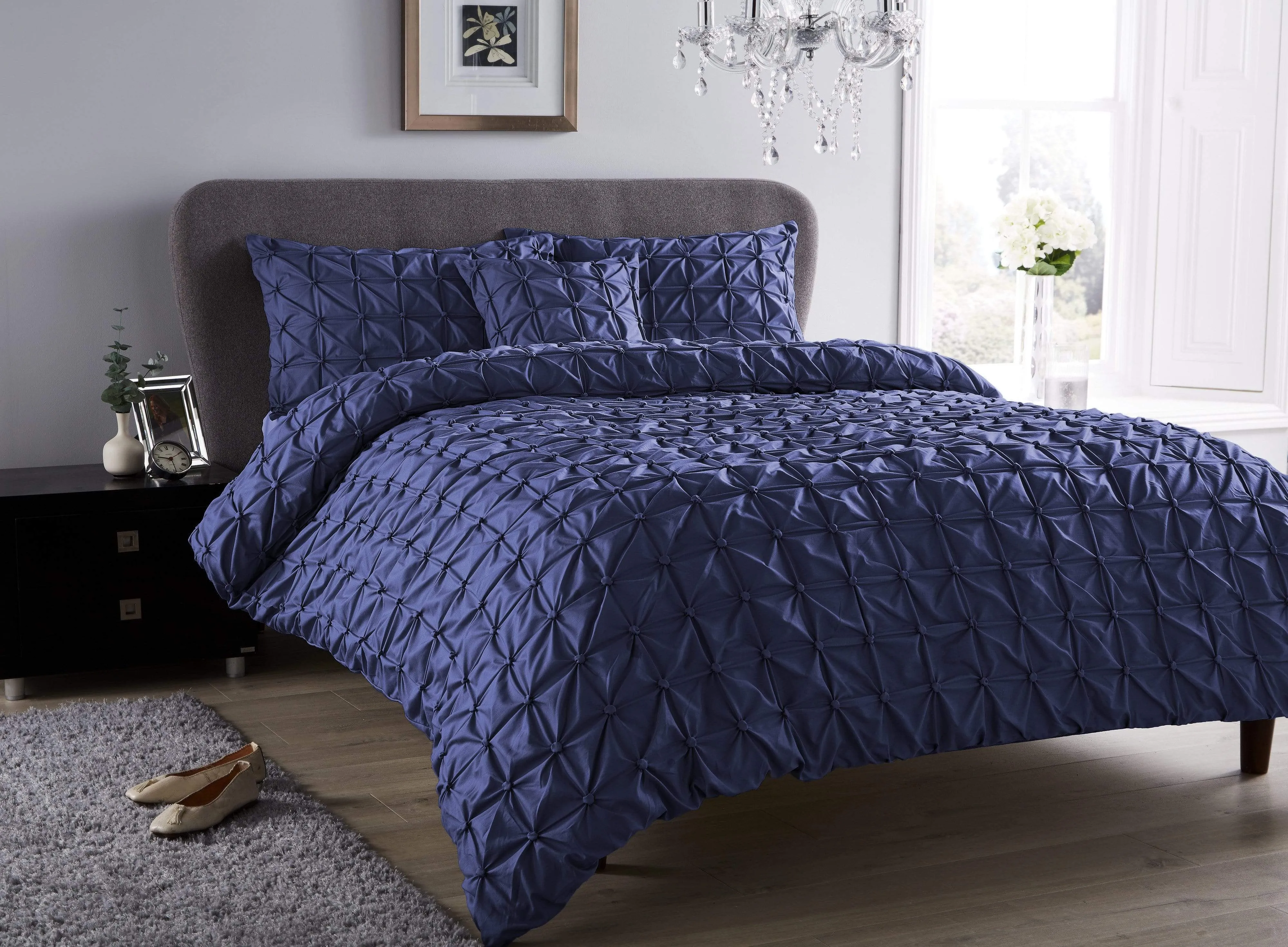 Seville Luxury Cotton-Rich Duvet Set with Handmade Pintuck Detailing Super Soft Bedding for All Sizes by OLIVIA ROCCO