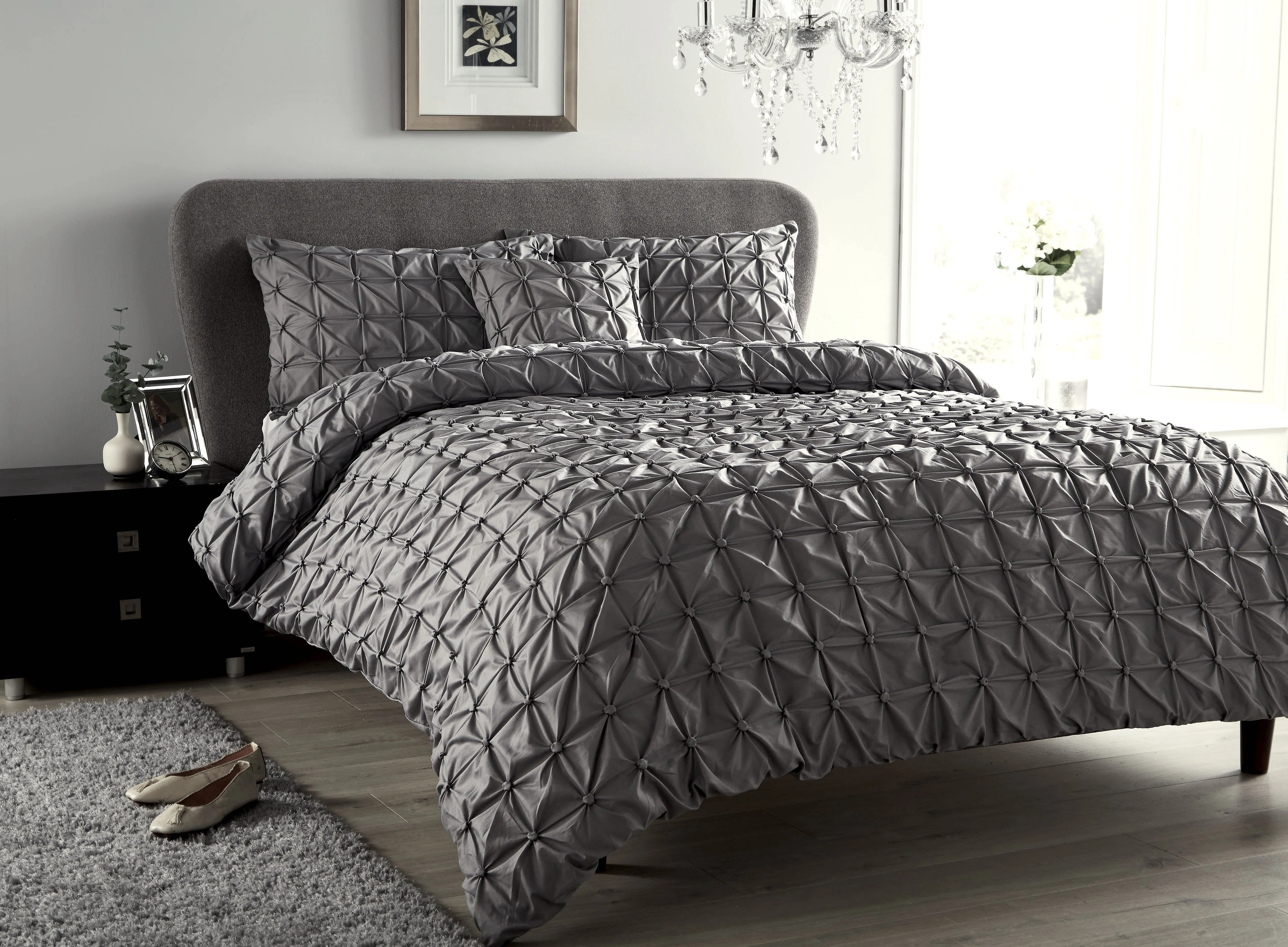 Seville Luxury Cotton-Rich Duvet Set with Handmade Pintuck Detailing Super Soft Bedding for All Sizes by OLIVIA ROCCO