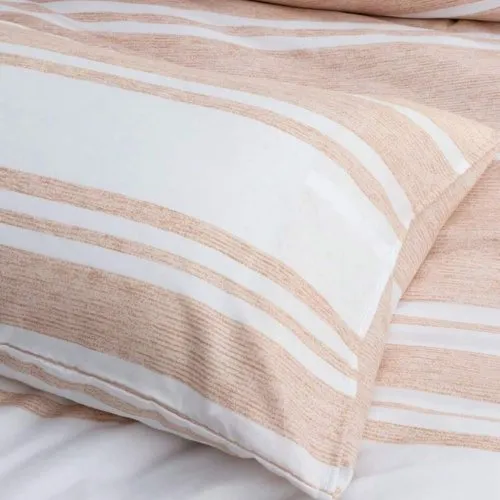 Single Size 4 pieces Coral Stripe Design Duvet cover set.