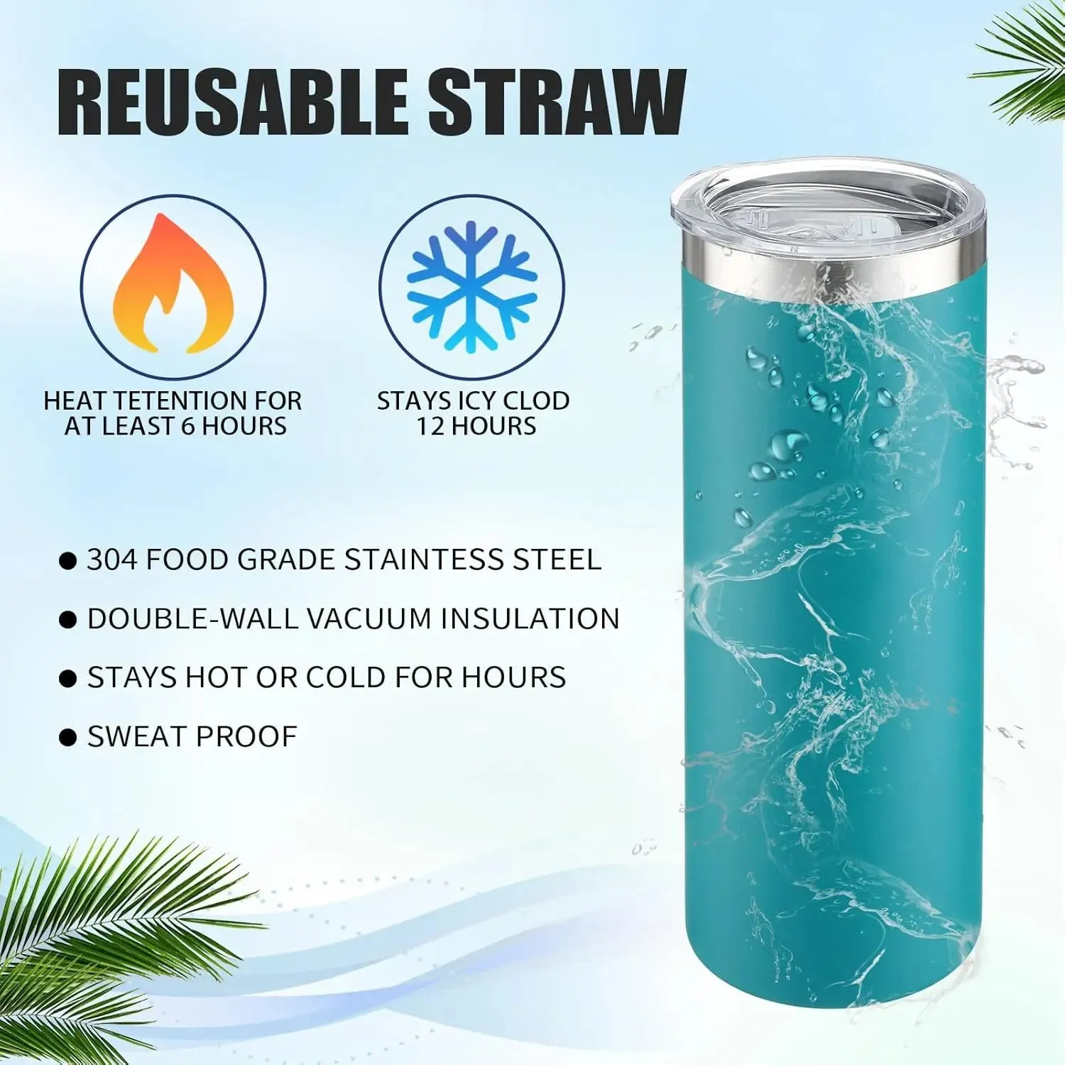 Skinny Tumbler with Lids and Straws