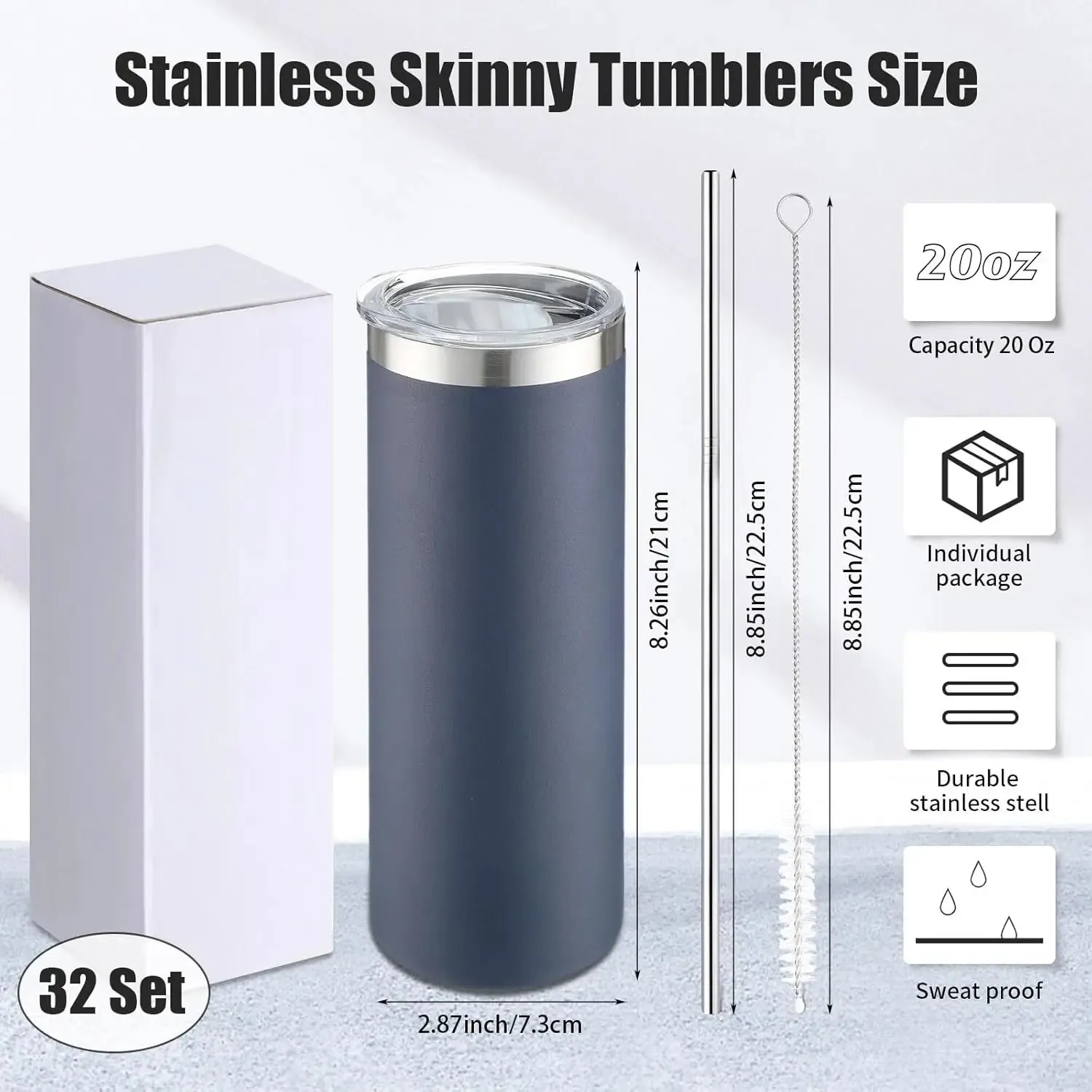 Skinny Tumbler with Lids and Straws