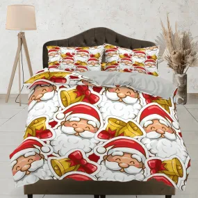 Smiling Santa Claus faces Christmas bedding & pillowcase holiday gift duvet cover king queen toddler bedding baby Christmas farmhouse decor