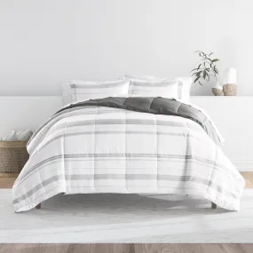 Stitched Stripe Reversible Down-Alternative Comforter Set