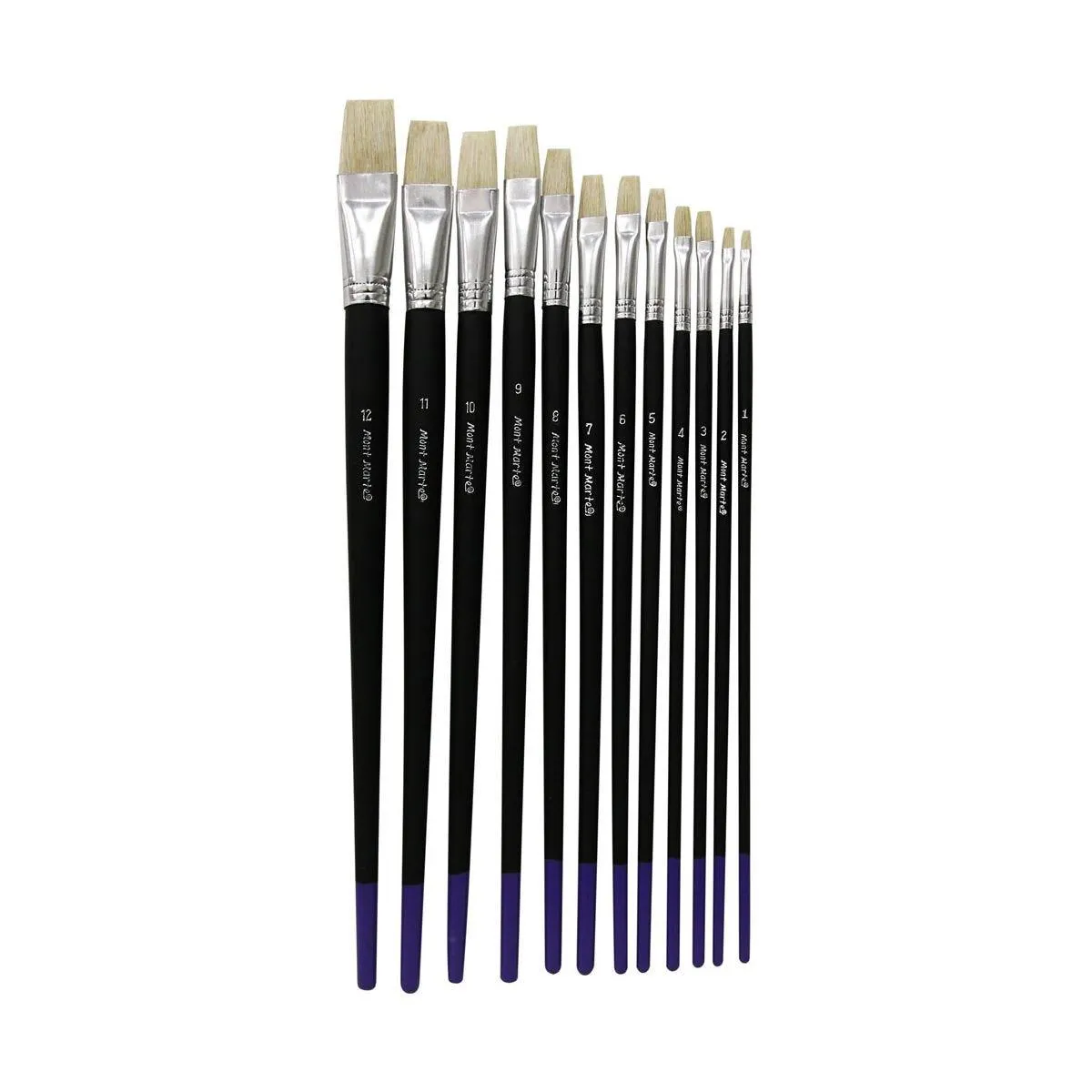 Studio Artist Brushes 12pcs Flat 1-12 - Mont Marte