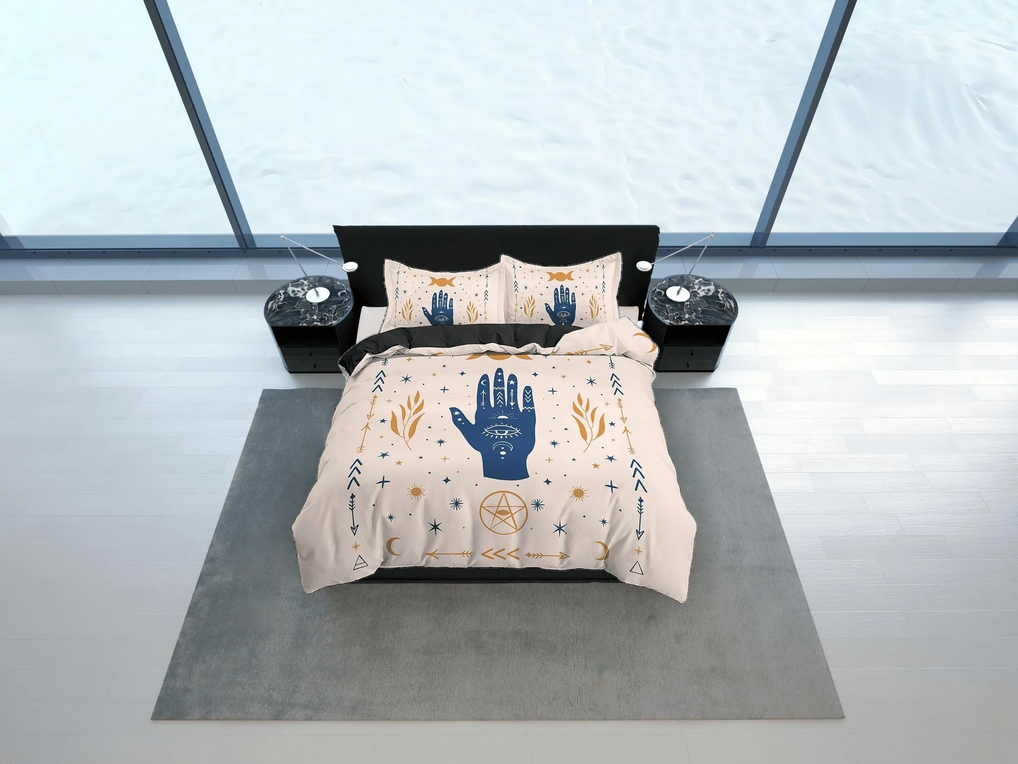 The Third Eye Astrology Boho Bedding, Illuminati Zodiac Gift Dorm Bedding, Duvet Cover Set, Aesthetic Duvet King Queen Full Twin Single