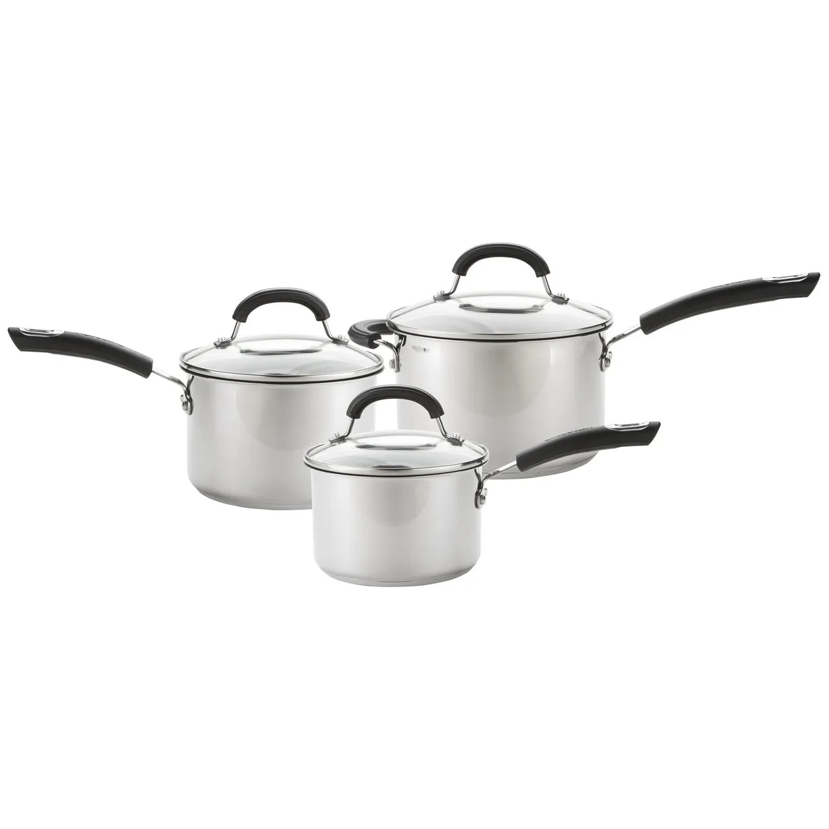 Total Stainless Steel Non-Stick Saucepan & Lid, Skillet & Casserole Set - 6 Pieces