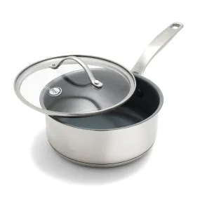 Treviso Ceramic Nonstick Stainless Steel 2-Quart Saucepan with Lid