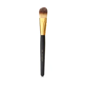 Vegan Foundation Brush - BLACK & GOLD - White Tip