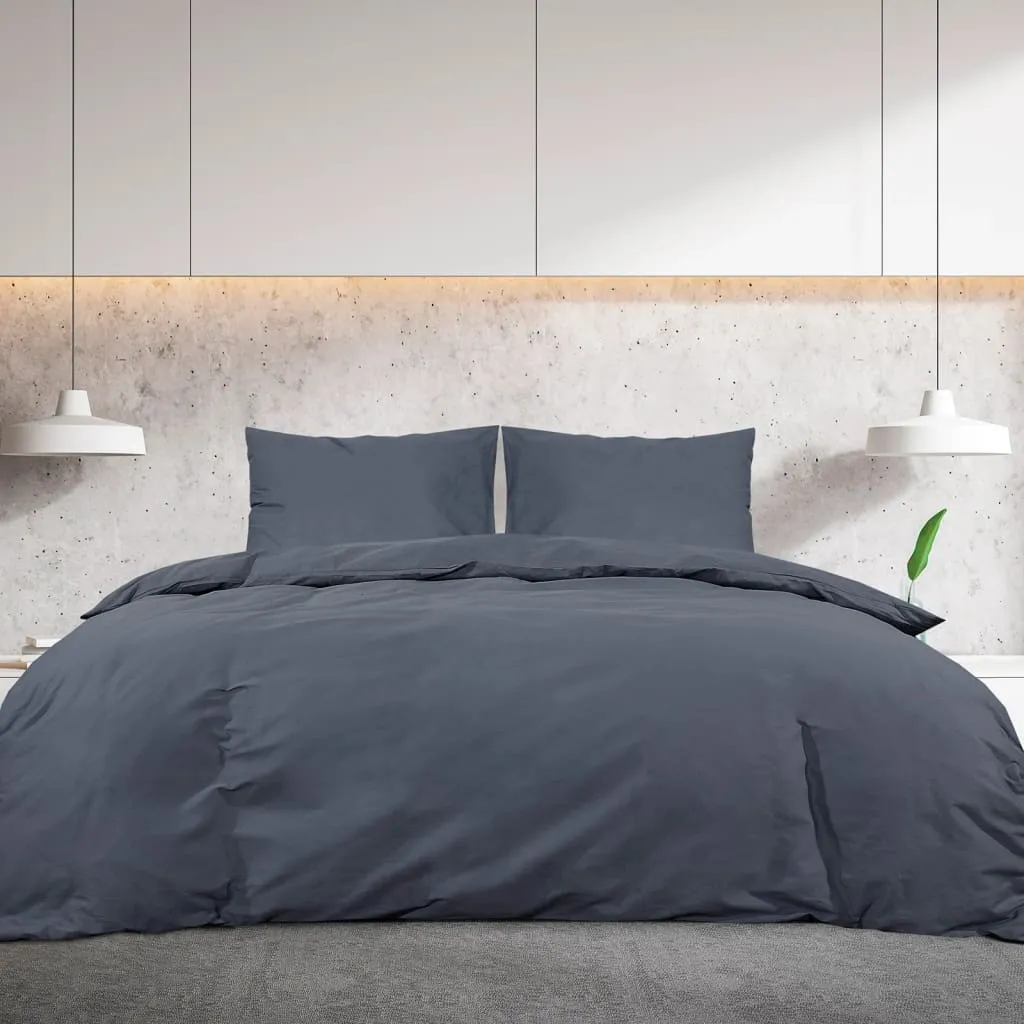 vidaXL Duvet Cover Set Anthracite 260x240 cm Cotton