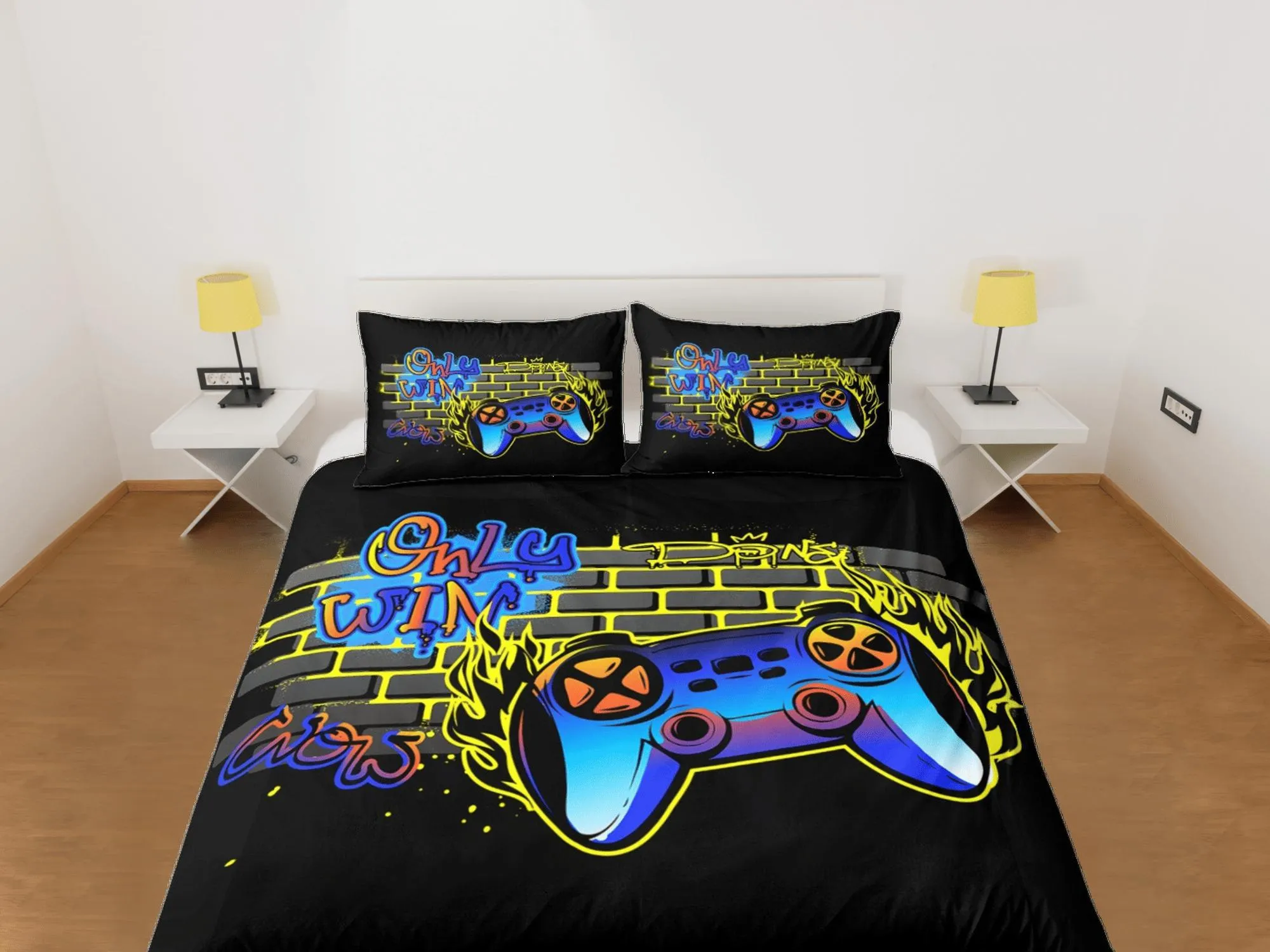 Video Game Duvet Cover Set Colorful Bedspread for Boys, Dorm Bedding Pillowcase