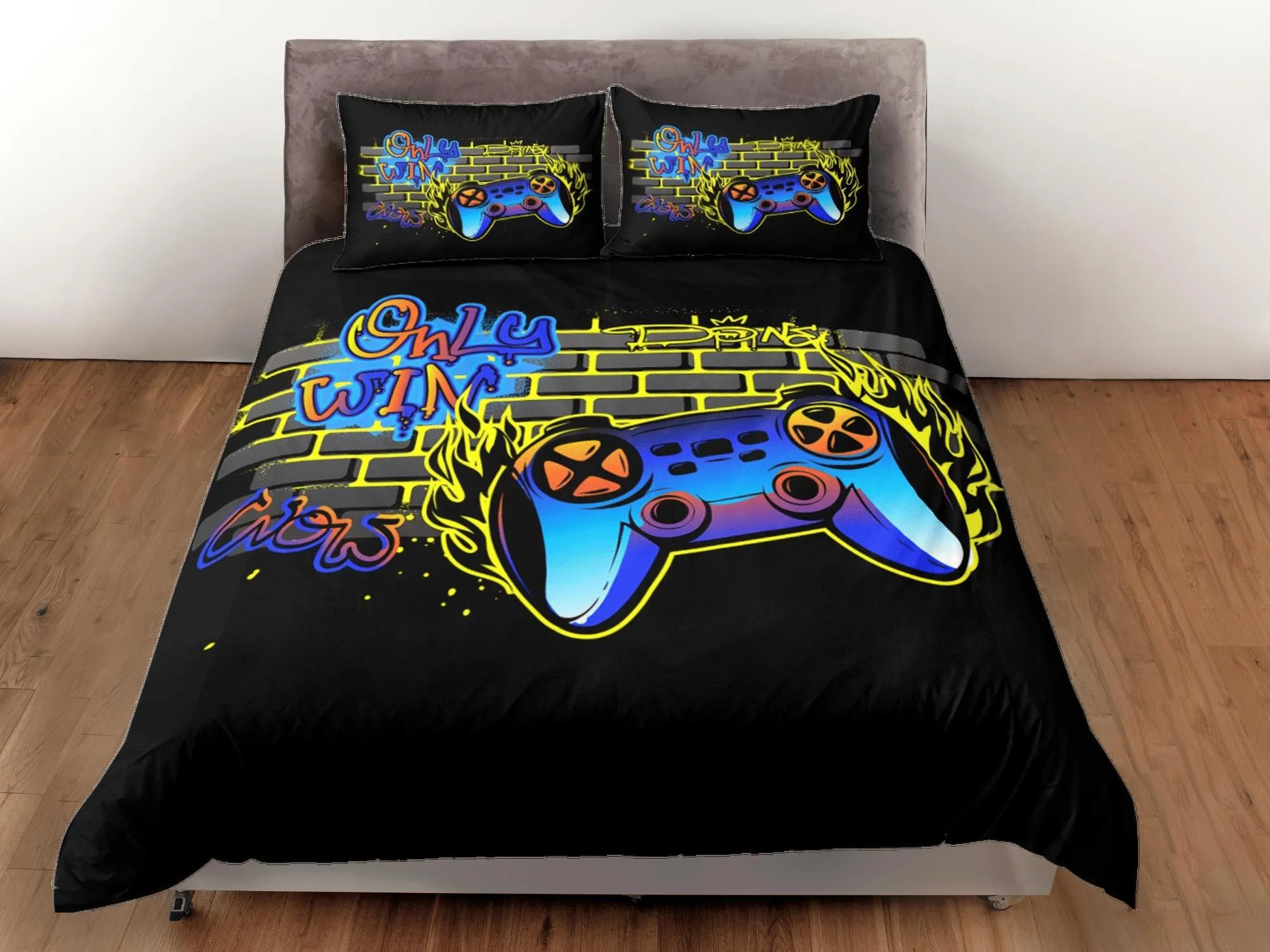 Video Game Duvet Cover Set Colorful Bedspread for Boys, Dorm Bedding Pillowcase