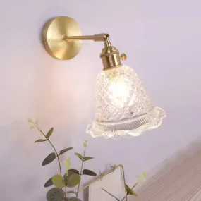 Vintage Clear Glass Wall Mounted Lamp - Single-Bulb Wall Light Fixture for Bedroom