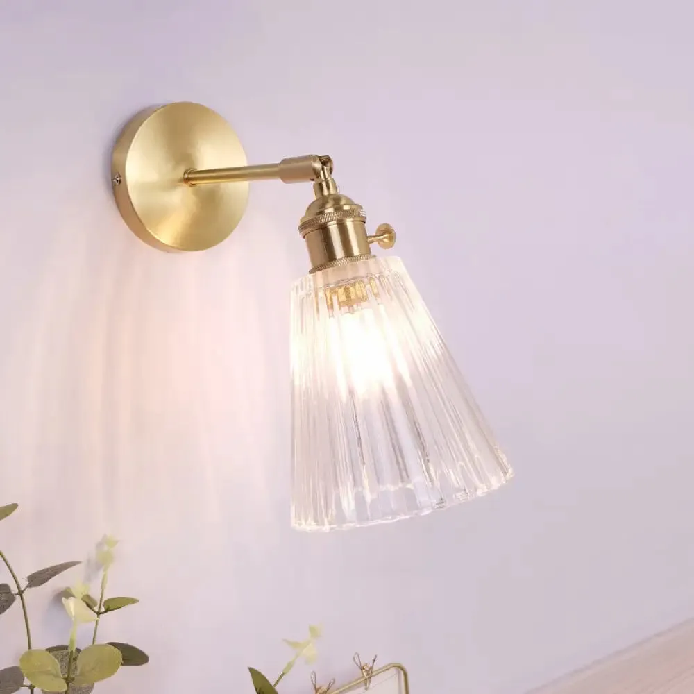 Vintage Clear Glass Wall Mounted Lamp - Single-Bulb Wall Light Fixture for Bedroom