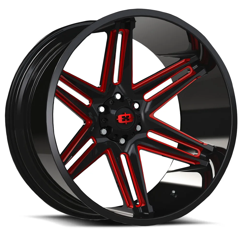 Vision Wheel ビジョンホイール 363 Razor | Gloss Black Milled Spoke with Red Tint