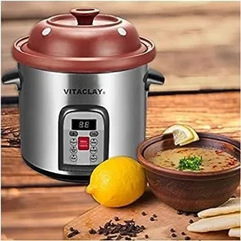 VITACLAY 6-IN-1 ORGANIC CLAY STOCK POT AND MULTI-CROCKS / VM7800-5C- 6 QUART