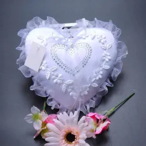 Wedding Ring Pillow Lace Crystal Rose Heart Ring Box Holder