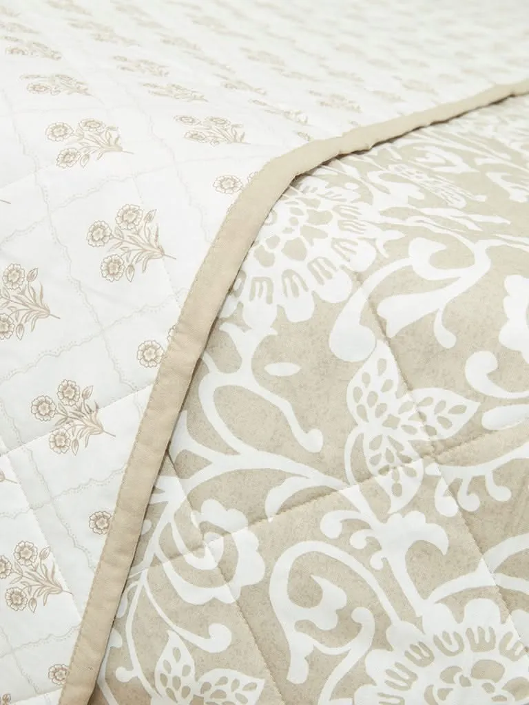 Westside Home Beige Floral Design Double Comforter