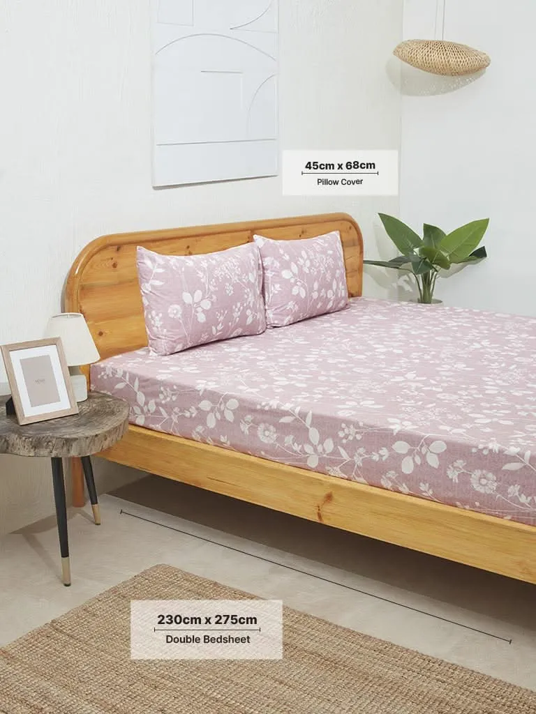 Westside Home Mauve Double Bed Flat Sheet and Pillowcase Set