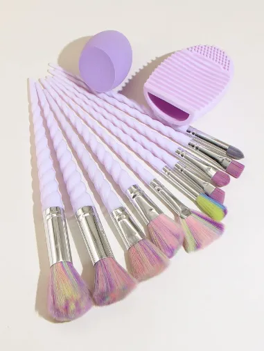 White Pearl Unicorn Makeup Brush Set 12 Piece