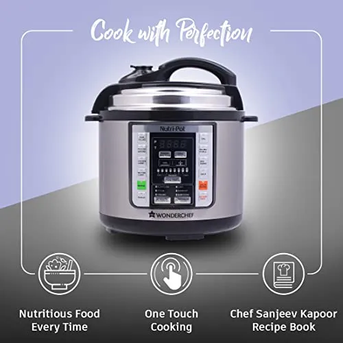 Wonderchef Nutri-Pot Electric Pressure Cooker with 7-in-1 Functions|18 pre-set functions|Pressure Cooking, Saute/Pan Frying, Slow Cooking, Yogurt Making, Steaming, Warming & Rice Cooking |3L capacity